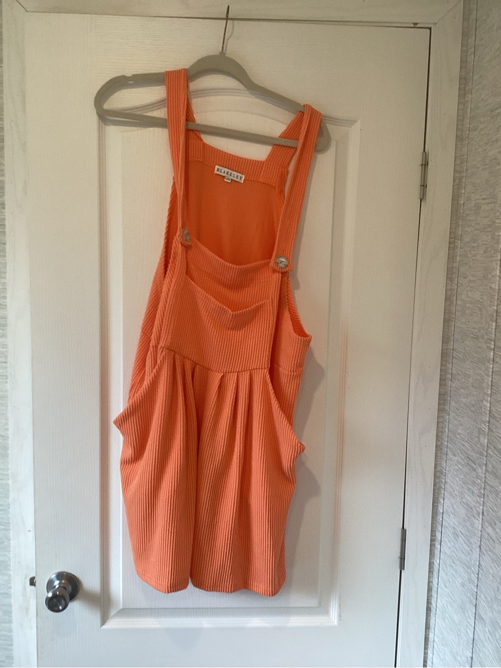 Blakeley Designs Ribbed Orange Overall Romper with Adjustable Straps L/XL BNWOT